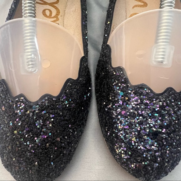Sam Edelman Scalloped Sparkly Flats Black Size 7 - Picture 3 of 8